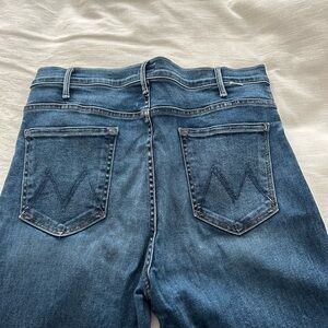 Mother The Hustler Roller Heel Flare Dark Wash Jean in Need for Speed 34 NWT